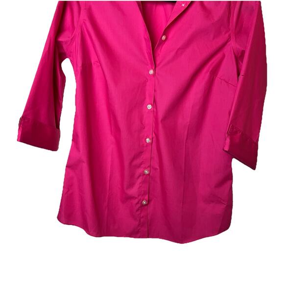 Lands End Outfitters Pink wrinkle free women's button front 3/4 sleeve sz 4 - Picture 3 of 5